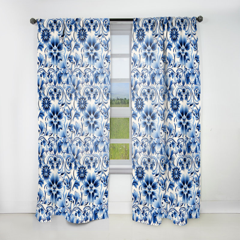Motif victorien Cobalt, L 52 po x L 108 po
