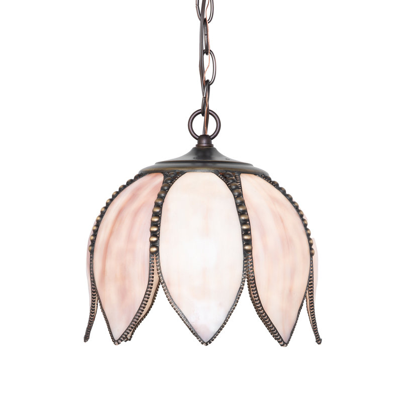 10" Wide Tulip Mini Pendant,  Beige/Brown