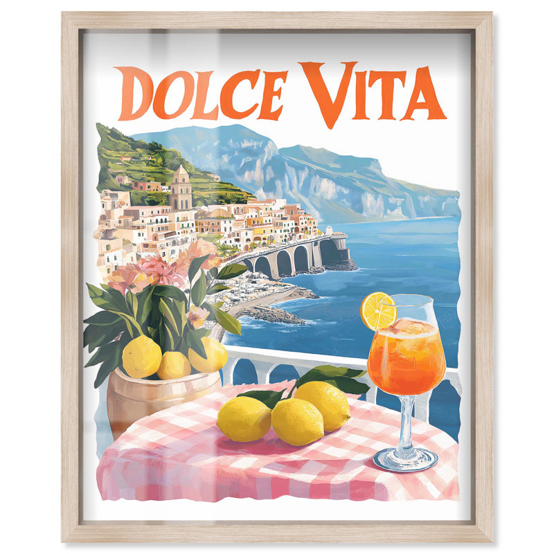 Reproduction d'été rétro Dolce Vita balcon II Shadowbox par Art Remedy, H 37 po x l 31 po, Crème, crème