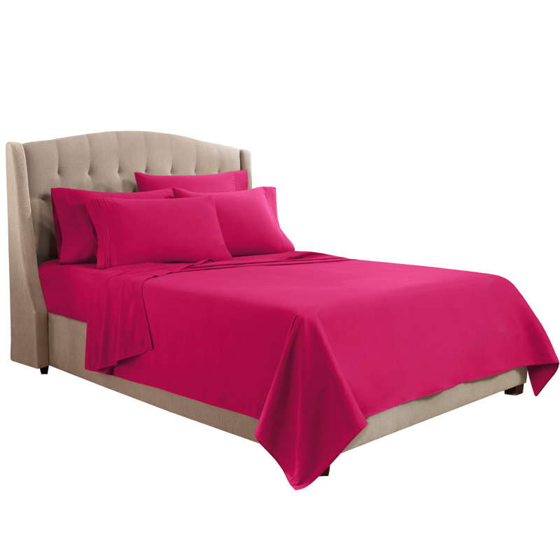 Microfiber Sheet Set, Hot Pink, Full Sheet Set + 1 Fitted Sheet + 4 Pillowcases