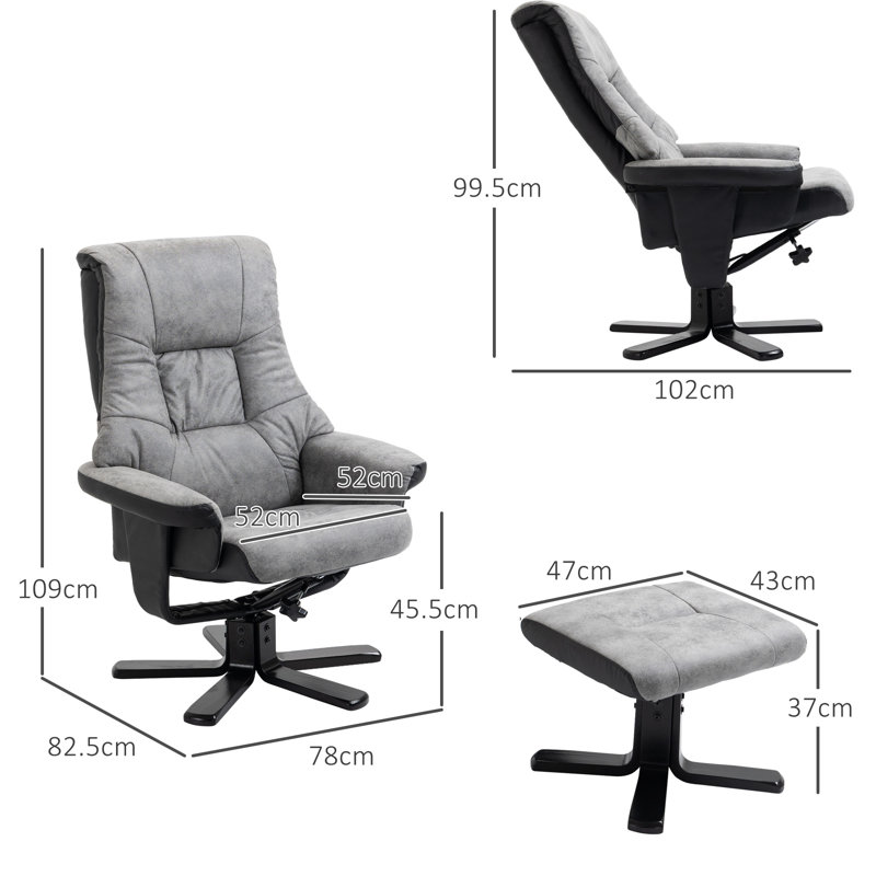 Lad Upholstered Swivel Recliner with Footstool
