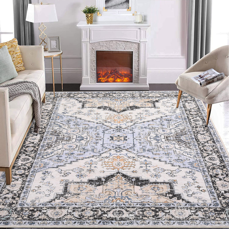 Washable Rugs for Living Room Area Rugs Print Non Slip Bedroom Carpet Farmhouse Indoor Stain Resistant Carpet for Dining Room Playroom