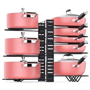 GeekDigg Pot Rack Organizer - Adjustable Height and Position Pan and Pot  Stacker - Kitchen Counter and Cabinet Pan Organizer - Shelf Rack/Pot Lid