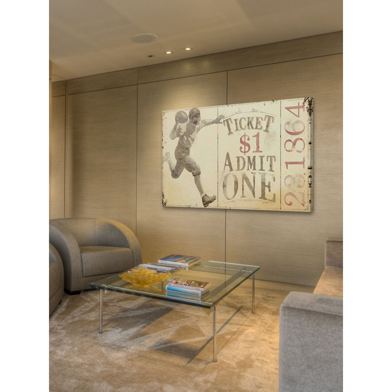Quarterback Pass Alternative Version 1 by Maurice Bower Painting Print on Wrapped Canvas, 16" H x 24" W x 1.5" D