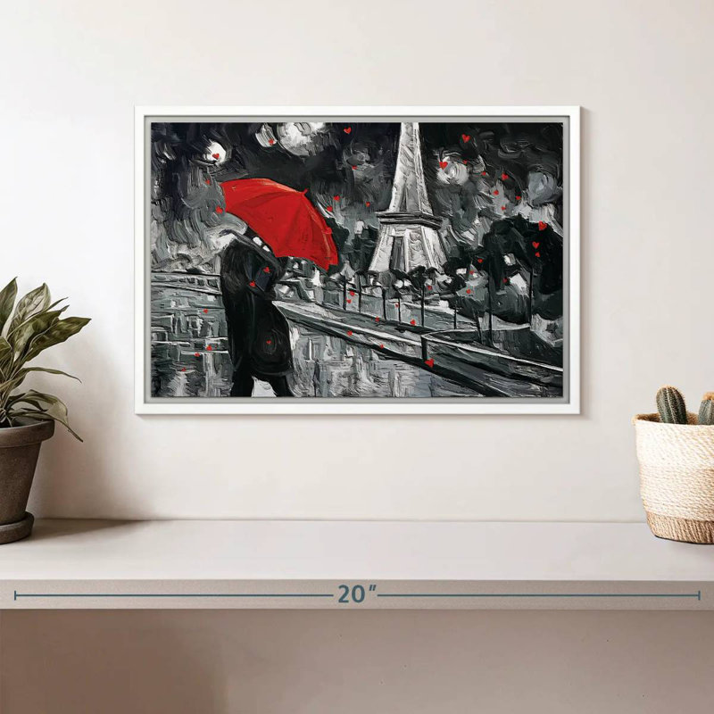 Paris Night Couple Pop, Cadre flottant blanc, 13 po x 9 po