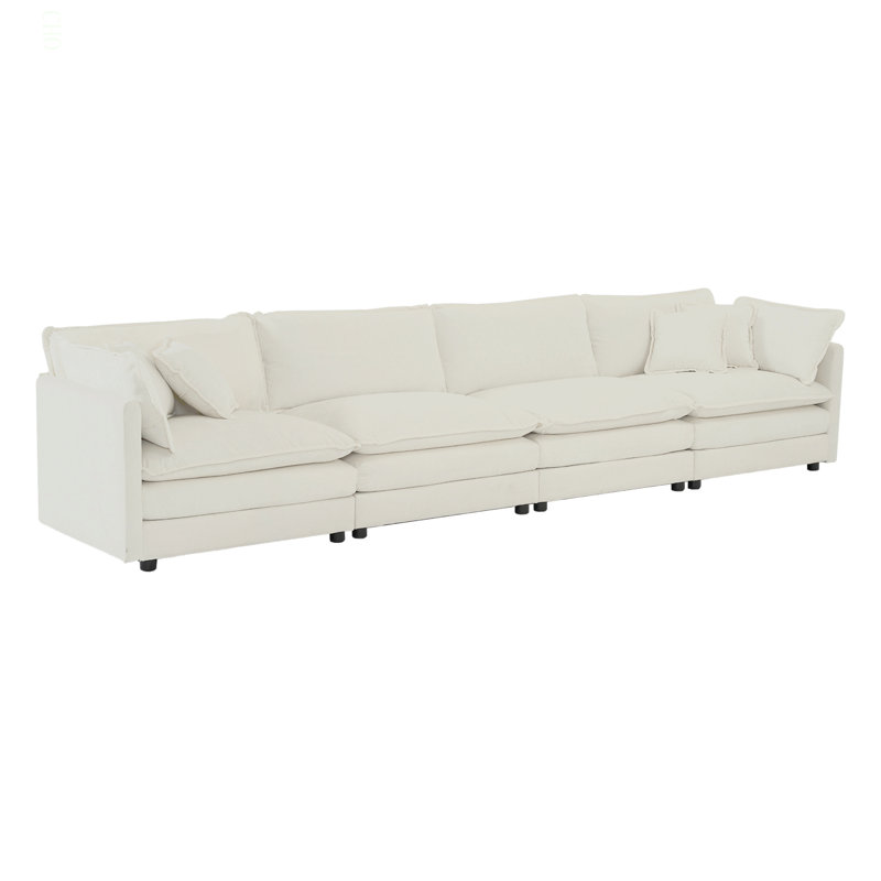 Canapé modulaire Free Combination, canapé modulaire 4 places, tissu chenille confortable, Chenille blanche