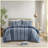 3-Piece Full/Queen Striped Cotton Comforter Set - Blue
