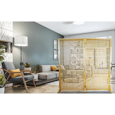 6 ft. H x 3 ft. W Outdoor Privacy Screen & Decorative Lattice Trellis Panel with Stand – Freestanding or Wall-Mounted Garden Divider for Climbing Plants and Enhanced Backyard Privacy