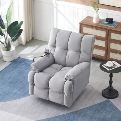 Chaise simple grise avec siège confortable, plateau latéral pour la manipulation, réglable jusqu'à 150 degrés, accoudoir gris confortable à un accoudoir intrigant, dossier à degrés, rembourrage en éponge, bois massif et panneau à base de bois