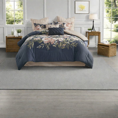 Ensembles de literie en coton de qualité supérieure, édredon bleu marine à motif floral pour les chambres élégantes