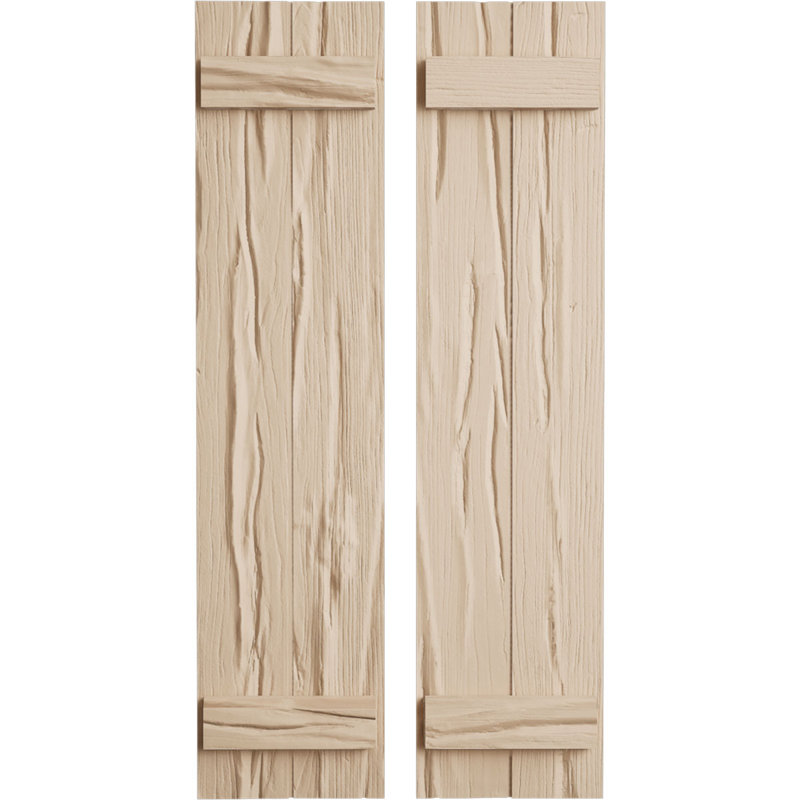 Volets rustiques à deux planches en simili-bois (par paire), H 44 po x l 11 po x P 1 po, 11"
