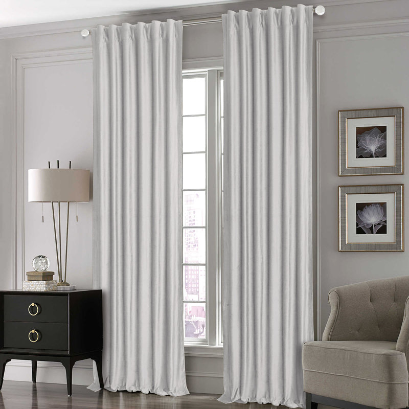 Mckyla Velvet Room Darkening Curtain Pair, 50" W  x 84" L, Indigo
