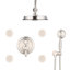 Douche de salle de bain en nickel brossé avec jets de corps et luminaire à débit d'eau réglable, bras de pulvérisation inclus