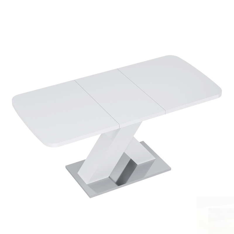 Modern Stretchable Rectangle Dining Table With Top And MDF X-Shape Legs, Perfect For Versatile Spaces