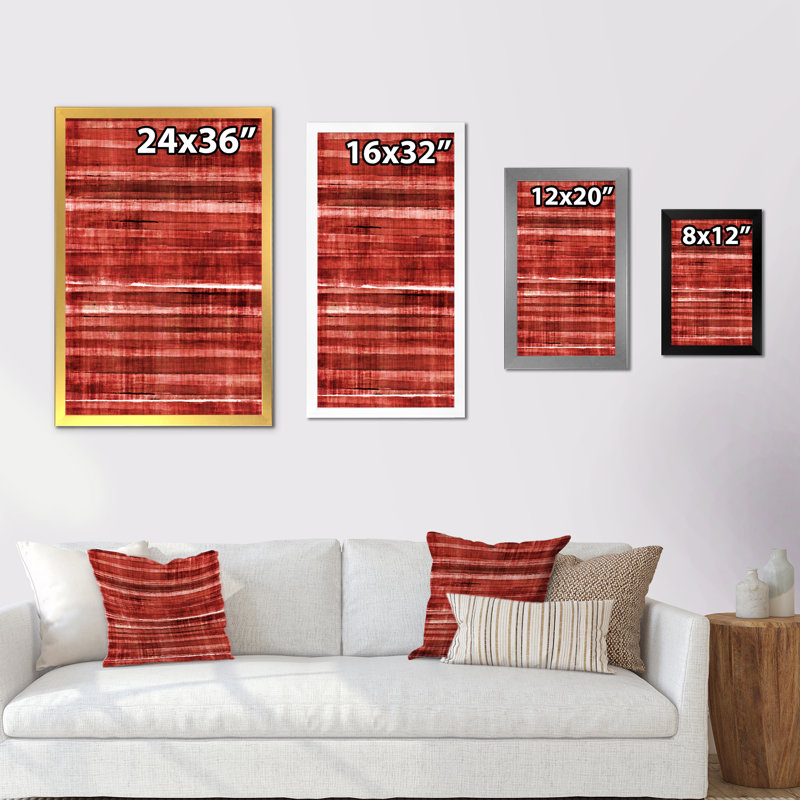 Peinture abstraite rouge - œuvre d'art moderne et contemporaine sur toile, Cadre photo noir, H 20 po x l 12 po x P 1 po
