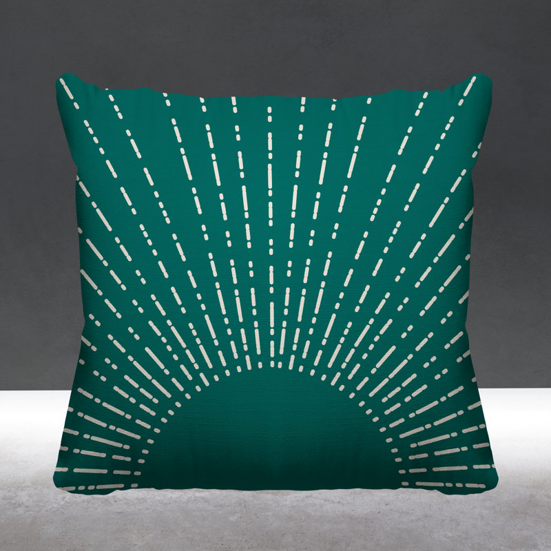 Coussin intérieur / extérieur Sunny Boho Starbusrt, L 17 po x H 17 po, Émeraude