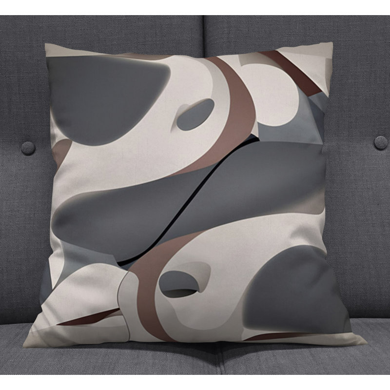 Throw Pillow With Insert, 16"H x 16"W, Brown/Gray Abstract 1