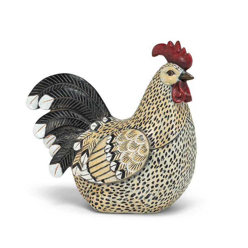 Figurine coq noir assis
