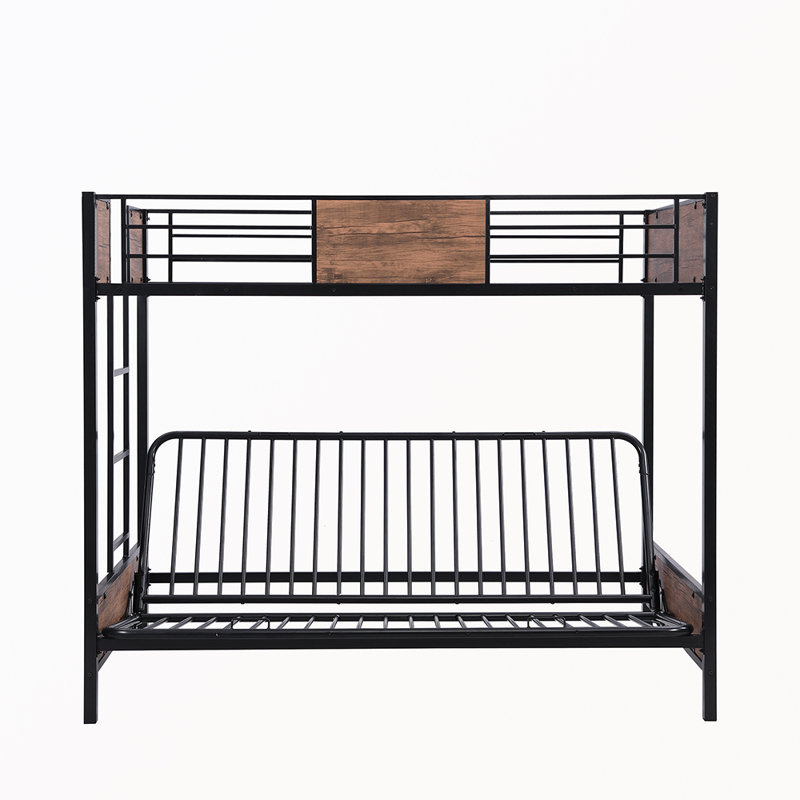 Lit superposé simple au-dessus d'un futon blanc mm, Noir