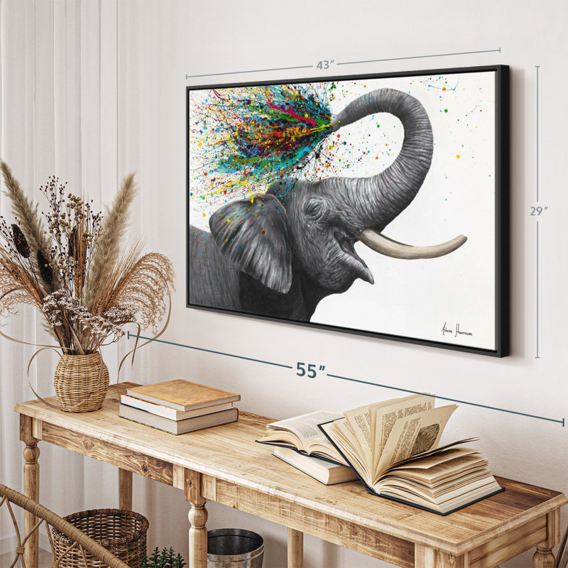 «Elephant Elation», reproduction sur toile, H 29 po x l 43 po