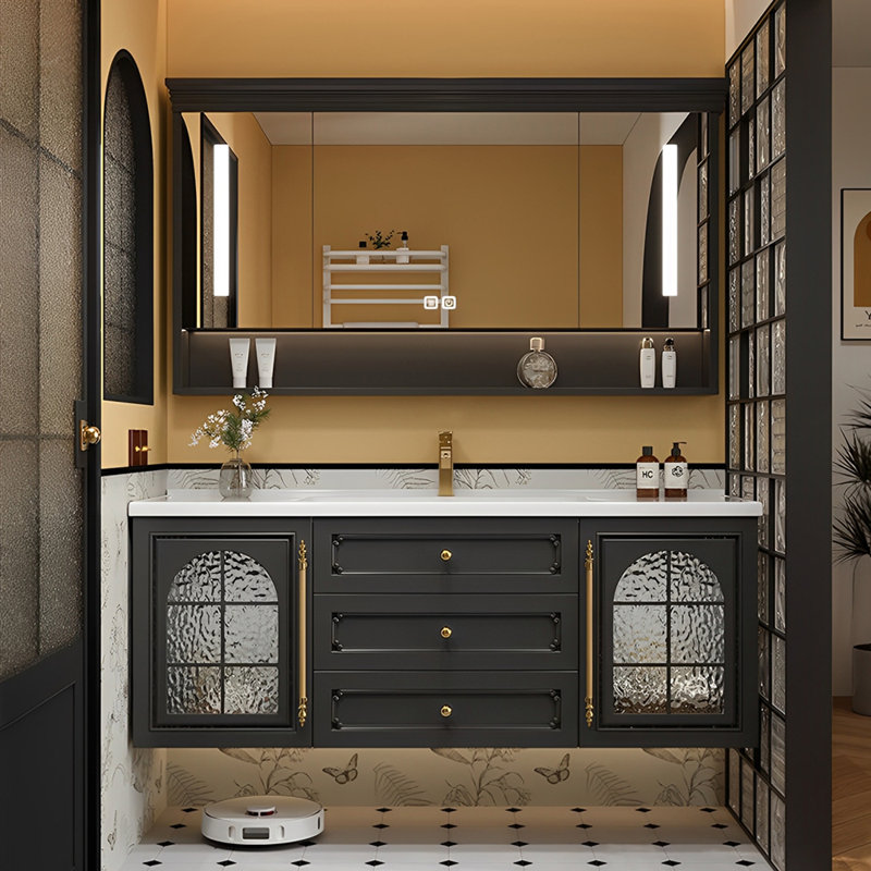 French style retro simple bathroom cabinet., 21.7" H x 47.6" W x 19.7" D