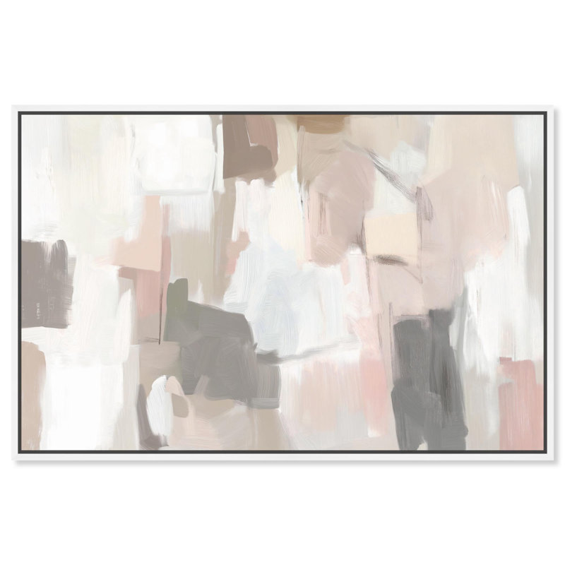 «Serenity in Pink Canvas Pastel Abstract Art» par Art Remedy, H 37 po x l 55 po, Cadre blanc