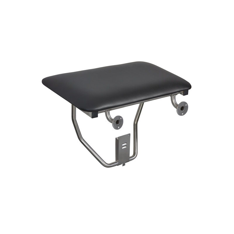 Banc de douche mural pliant rembourré noir 22 po x 15 po, conforme à l'ADA