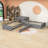 Twin Size 2 Drawers Wooden L-shaped Platform Beds with Trundle and Built-in Table-1342095377