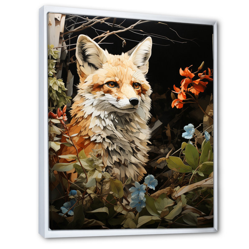 Fox Wilderness Guardian Pastorale I - Animaux, art mural, salon, H 20 po x l 12 po x P 1 po, Cadre flottant blanc