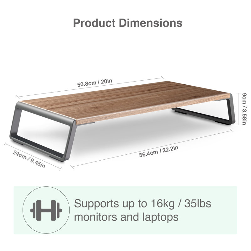 Support à moniteur ergonomique, Noyer