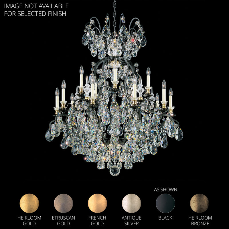 Renaissance 16 - Light Glass Chandelier, Antique Silver, Handcut Clear