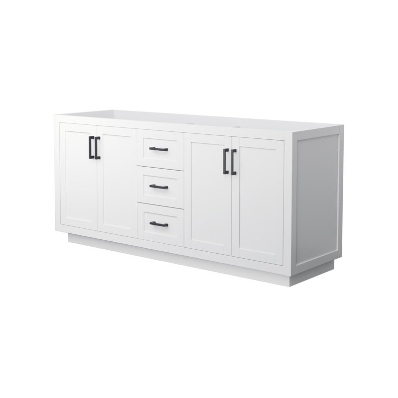 Miranda 72" White Double Freestanding Vanity with Matte Black Hardware
