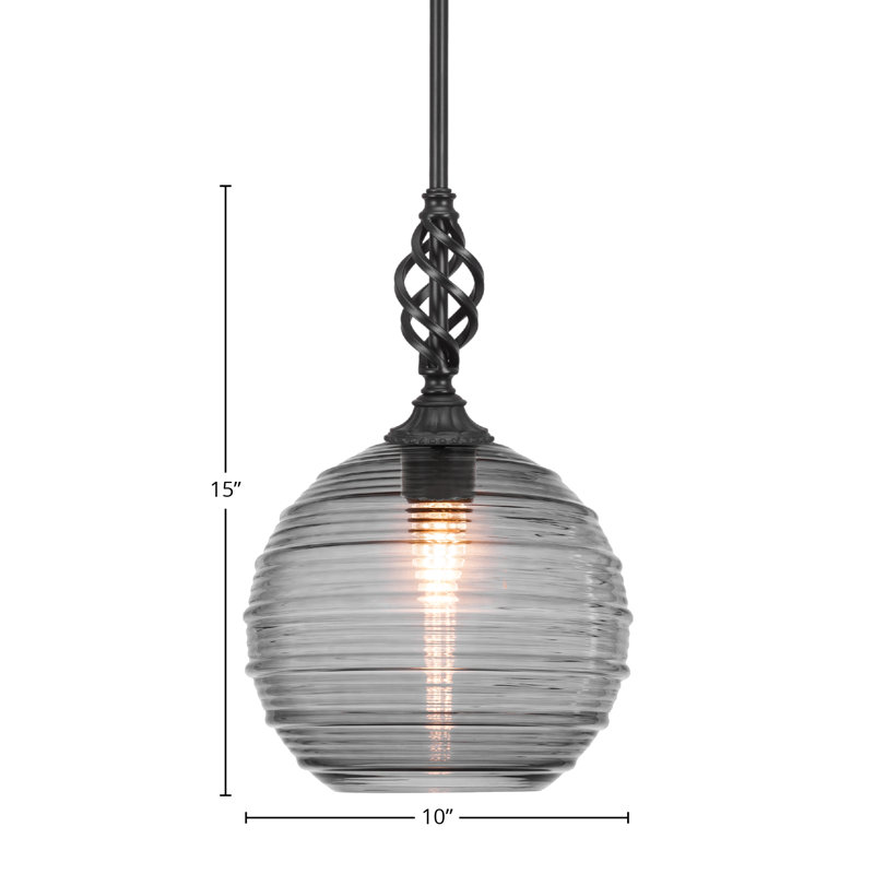 Eleganté Stem Hung Mini Pendant, Gray, 15" H x 10" W x 10" D