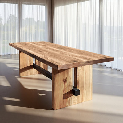 Solid wood rectangular dining table