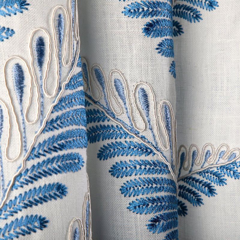 La Menagerie Fougere Emb Fabric, Blue