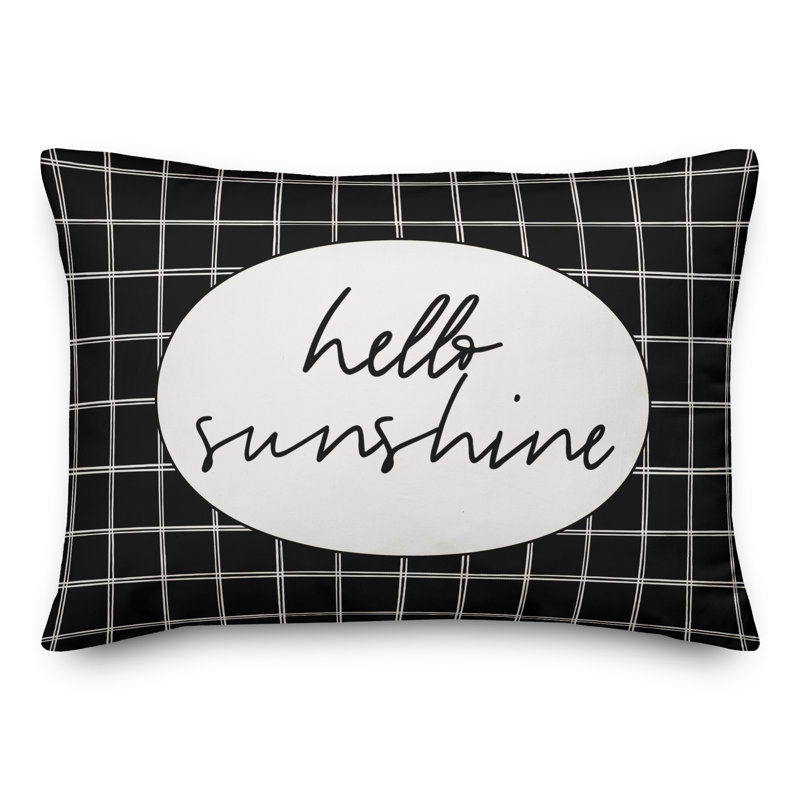 Plaid Outdoor Reversible Throw Pillow, Black