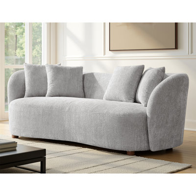 Greigh 90" Modern Curved Boucle Sofa With Solid Wood Leg