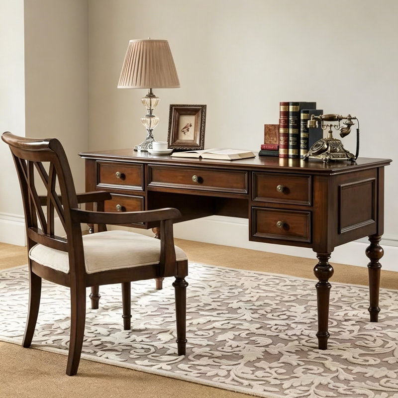 Bureau d'écriture Retro Simple, H 30,31 po x l 55,11 po x P 27,55 po, Brun