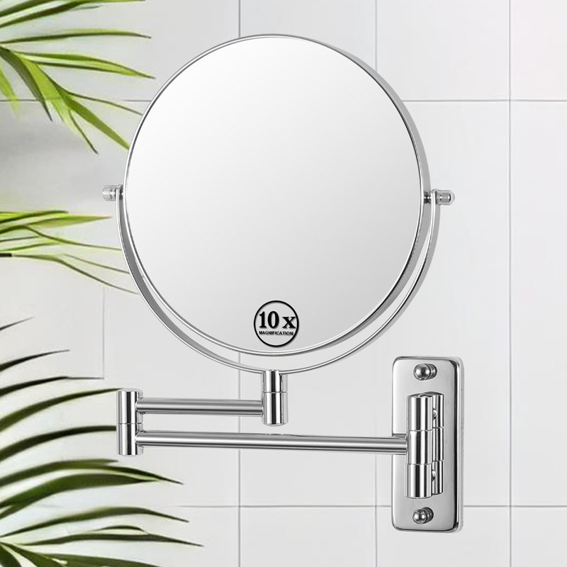 Miroir de maquillage mural 8 po avec miroir de maquillage grossissant 1X / 10X, Chrome
