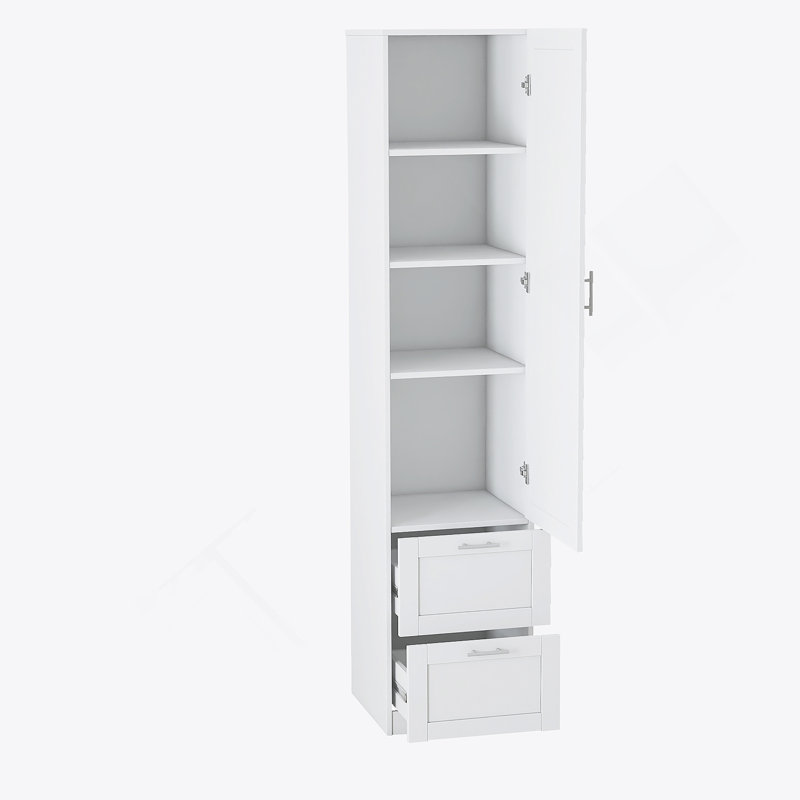 Grand garde-manger autoportant avec tablettes et tiroirs réglables pour la cuisine, la salle à manger ou l'espace de vie.