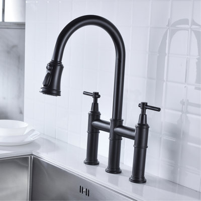 Matte Black Kitchen Spray Faucet - 360-Degree Rotating High Nozzle For More Sink Space Pull-Down Enhanced Cleaning Experience