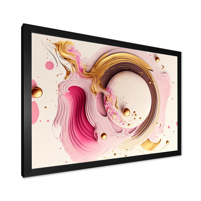 «Pink Watercolor Circular Abstract III», impression sur toile, Impression noire sur toile encadrée