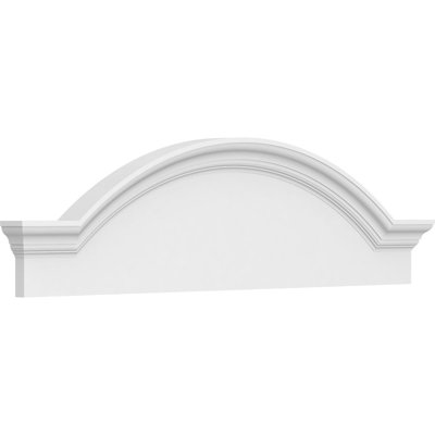 46"W x 12-1/2"H x 2-1/2"P Segment Arch W/ Flankers Smooth Architectural Grade PVC Pediment