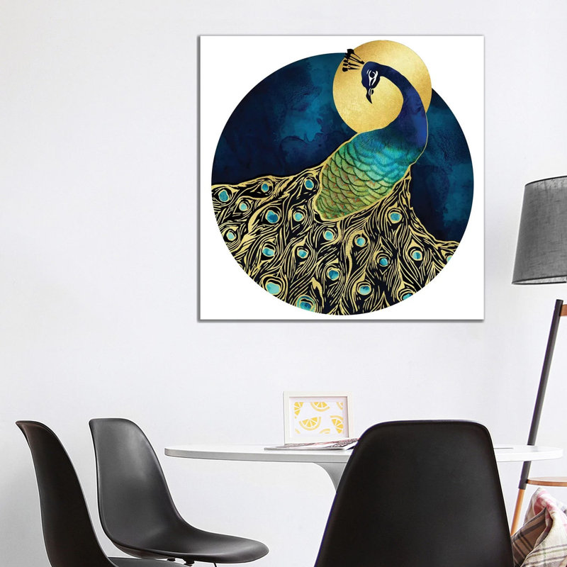 Golden Peacock - Print on Canvas, Wrapped Canvas, 93.98 cm H x 93.98 cm W x 1.91 cm D