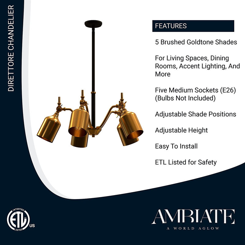 Lustre classique à 5 lumières avec abat-jour