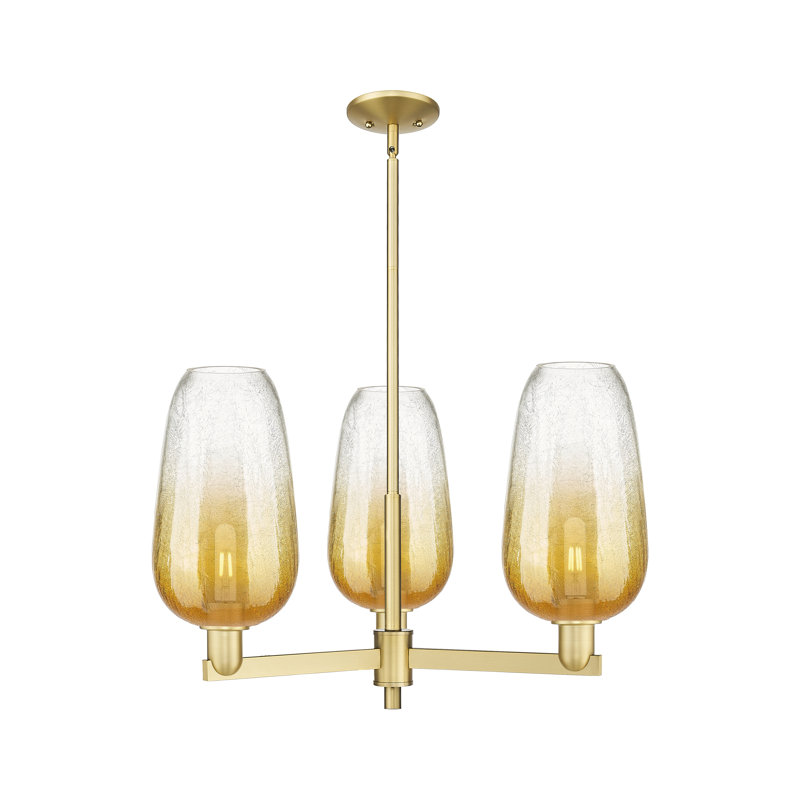 Lustre suspendu 3 lumières Godalming, Ambre, Or satiné