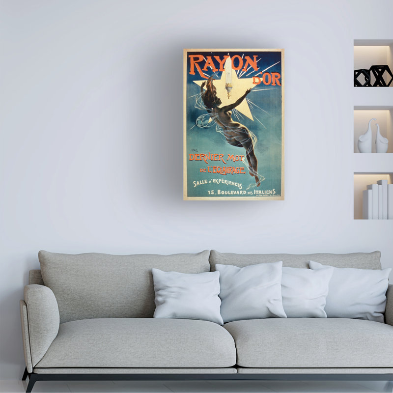 «French School Rayon Dor Lighting», art sur toile Paris, H 19 po x l 12 po