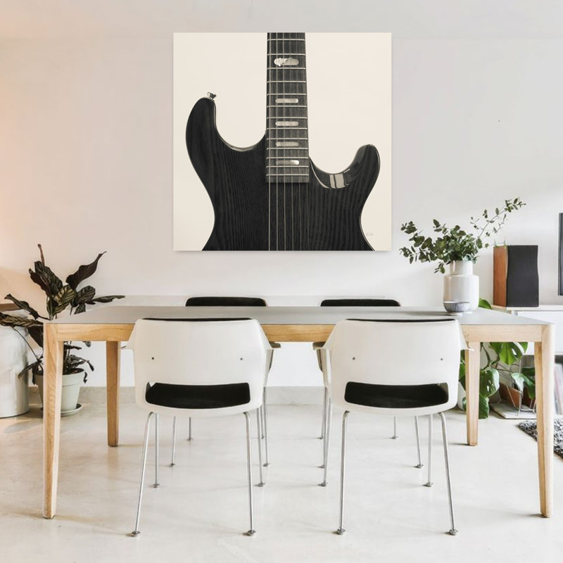 Guitare IV, art contemporain abstrait, H 36 po x l 36 po