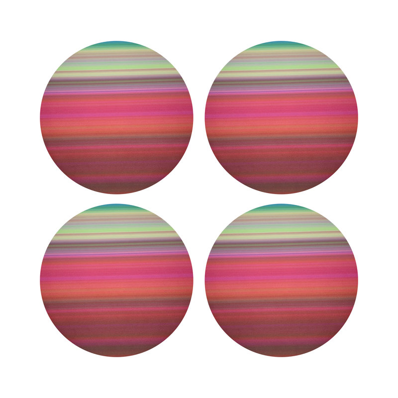 Gradient Red Vegan Leather Round Coasters, Red