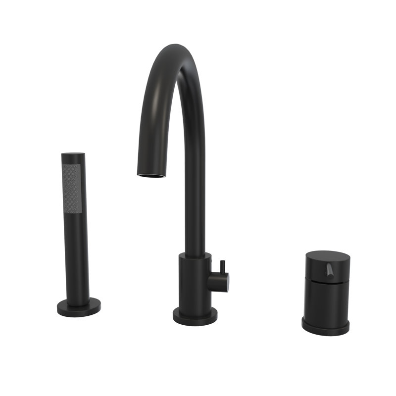 Montego Bathroom Tub Filler with Handshower, Matte Black